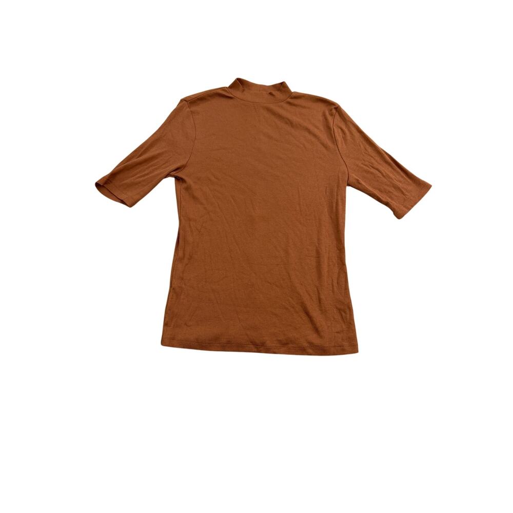 A New Day Women's Light Brown Elbow Sleeve Mock Neck T-Shirt - Size Small - NWT